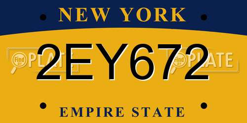 2EY672 New York License Plate