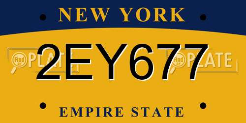 2EY677 New York License Plate