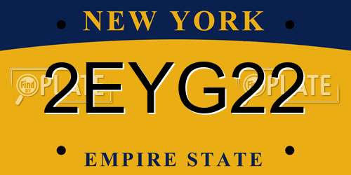 2EYG22 New York License Plate