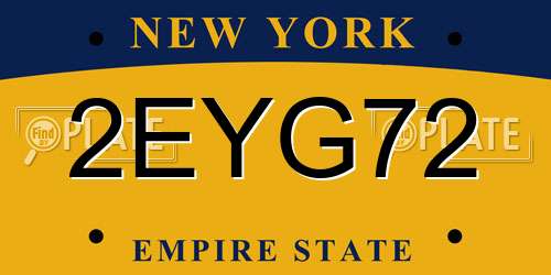 2EYG72 New York License Plate