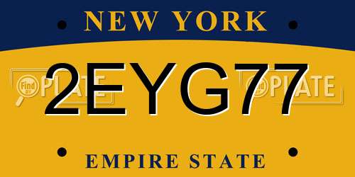 2EYG77 New York License Plate