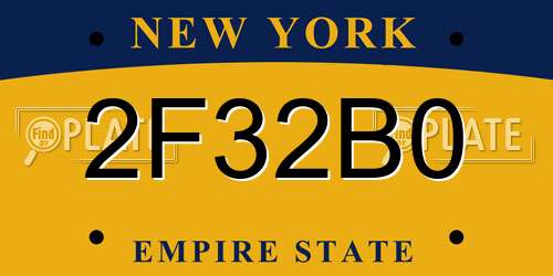 2F32B0 New York License Plate