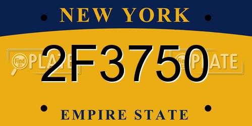 2F3750 New York License Plate