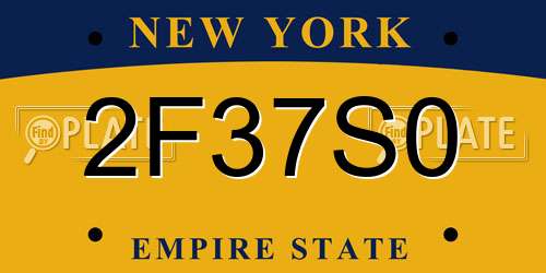 2F37S0 New York License Plate