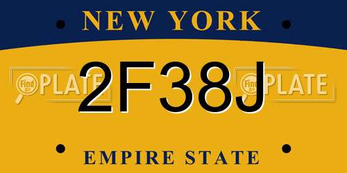 2F38J New York License Plate