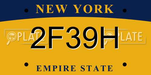 2F39H New York License Plate