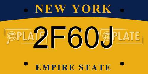 2F60J New York License Plate