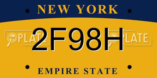 2F98H New York License Plate
