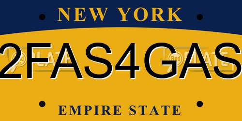 2FAS4GAS New York License Plate