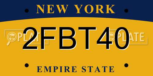 2FBT40 New York License Plate
