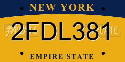 2FDL381 New York License Plate