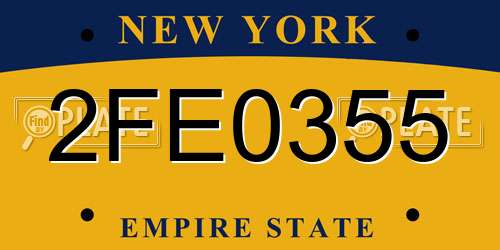 2FE0355 New York License Plate