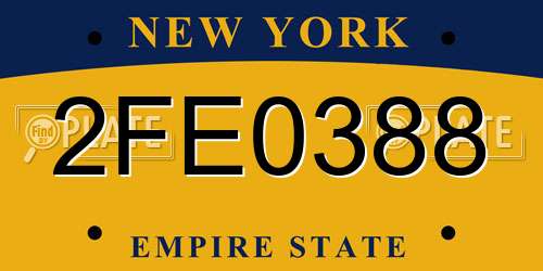 2FE0388 New York License Plate