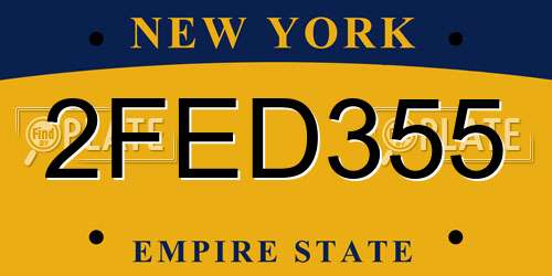 2FED355 New York License Plate