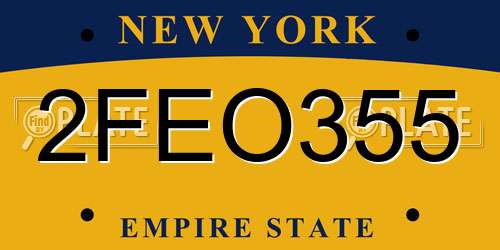 2FEO355 New York License Plate