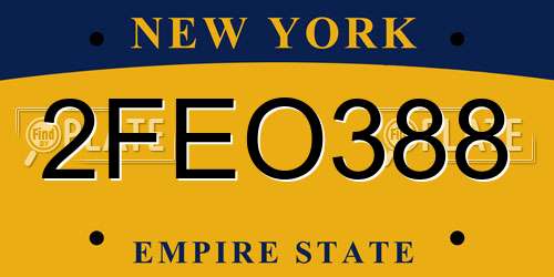 2FEO388 New York License Plate