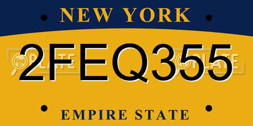 2FEQ355 New York License Plate