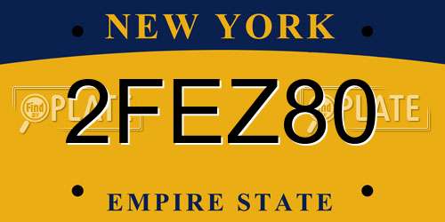 2FEZ80 New York License Plate