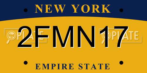 2FMN17 New York License Plate