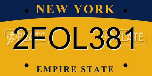 2FOL381 New York License Plate