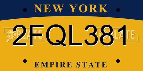 2FQL381 New York License Plate