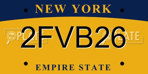 2FVB26 New York License Plate