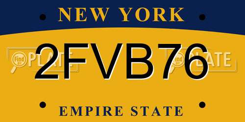 2FVB76 New York License Plate