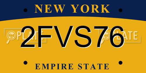 2FVS76 New York License Plate
