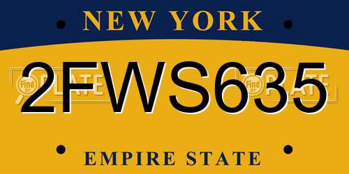 2FWS635 New York License Plate