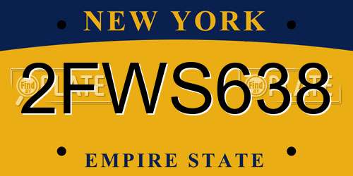 2FWS638 New York License Plate