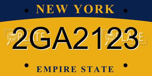 2GA2123 New York License Plate