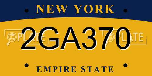 2GA370 New York License Plate