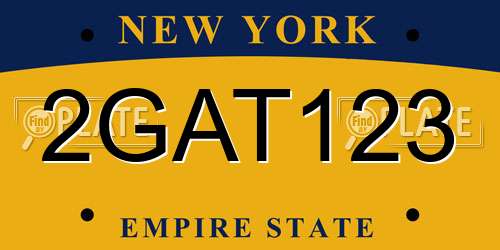 2GAT123 New York License Plate