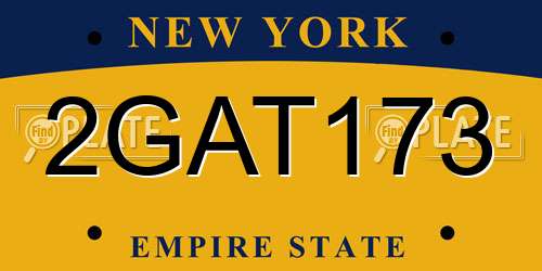2GAT173 New York License Plate