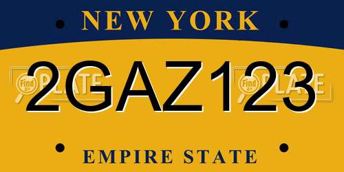 2GAZ123 New York License Plate