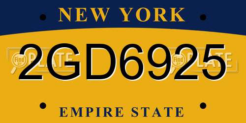 2GD6925 New York License Plate