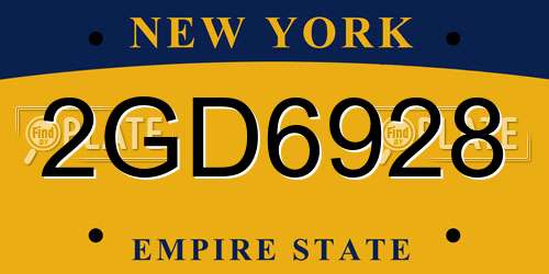 2GD6928 New York License Plate