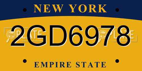 2GD6978 New York License Plate