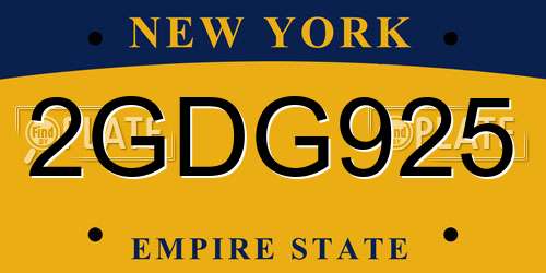 2GDG925 New York License Plate