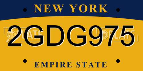 2GDG975 New York License Plate