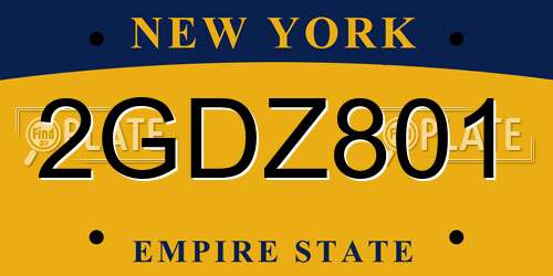 2GDZ801 New York License Plate