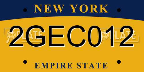 2GEC012 New York License Plate