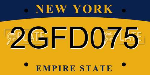 2GFD075 New York License Plate