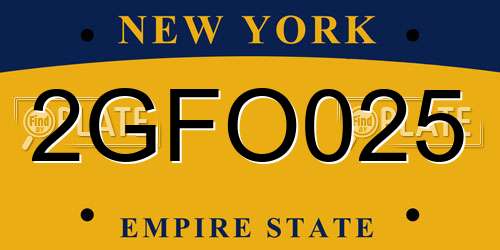 2GFO025 New York License Plate
