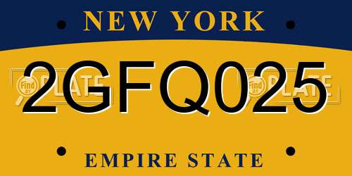 2GFQ025 New York License Plate