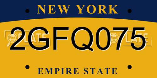 2GFQ075 New York License Plate