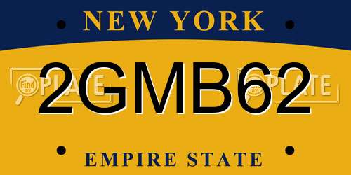 2GMB62 New York License Plate