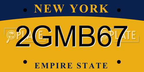 2GMB67 New York License Plate