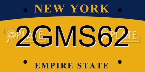 2GMS62 New York License Plate