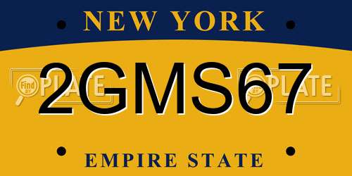 2GMS67 New York License Plate